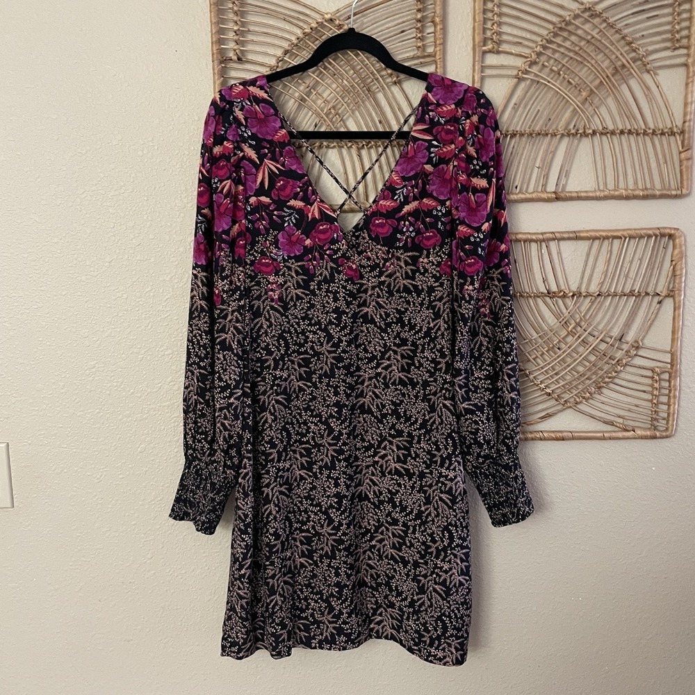 Anthropologie Cyree Floral Tunic Mini Dress Boho Lined Dark $168‎ Sz 6 NWT B44 - Picture 6 of 12